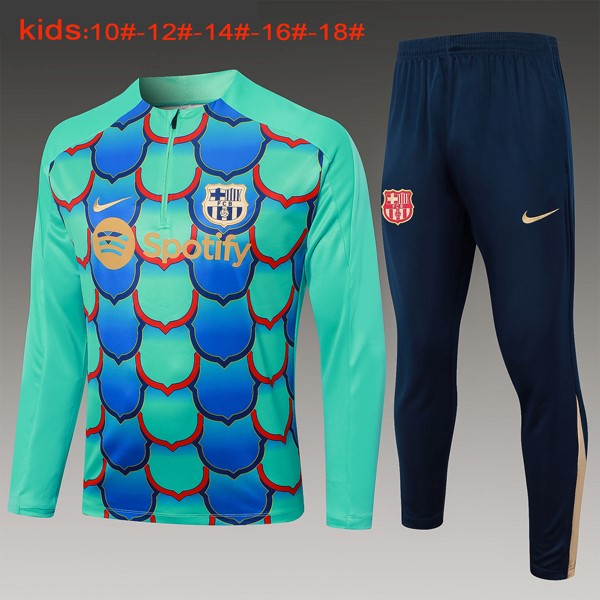 Niños Sudadera De Training Barcelona 2024/2025 Verde Azul 3